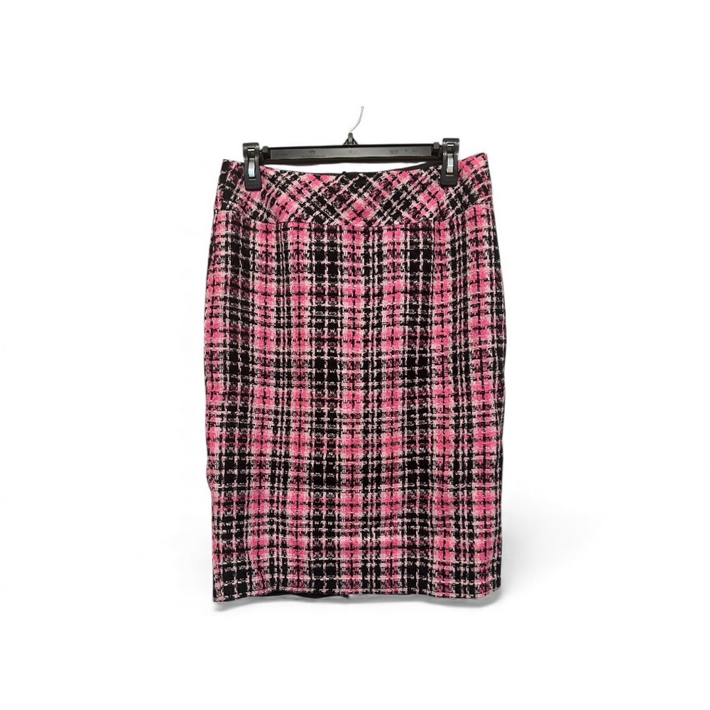 Vintage Y2K Sunny Leigh Barbie Pink and Black Checkered Pencil Skirt Size 4